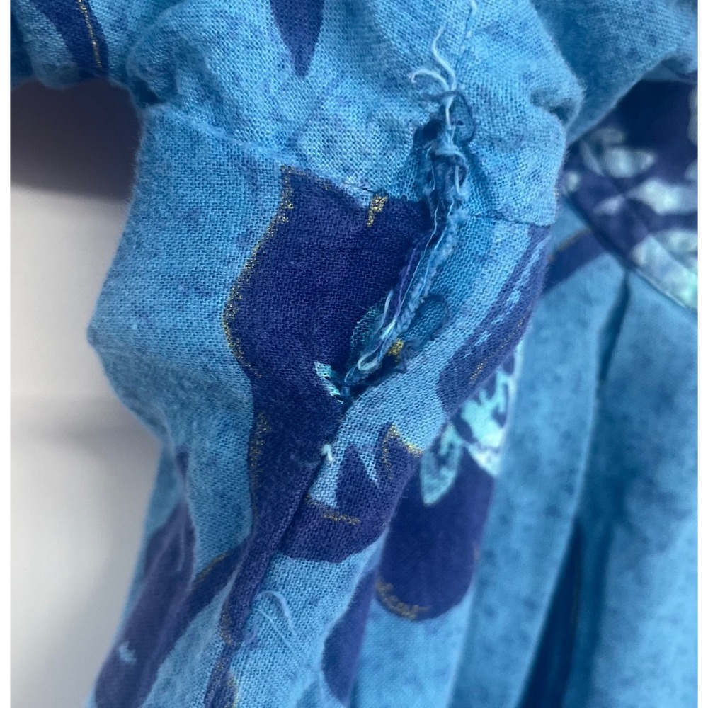 Vintage Floral House Dress Womens XS Blue Cotton Muu Muu Lounger Boho - Picture 5 of 11